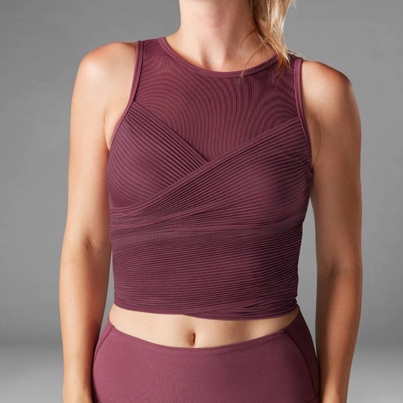 NWT Tavi Pleated Bra Tank Athletic Garnet Cabernet Maroon Sz XS - Picture 1 of 15